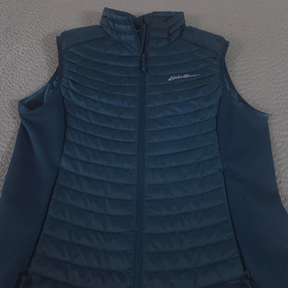 Eddie Bauer Vest Womens M Teal First Ascent StormDown 800 Puffer Quilted Zip